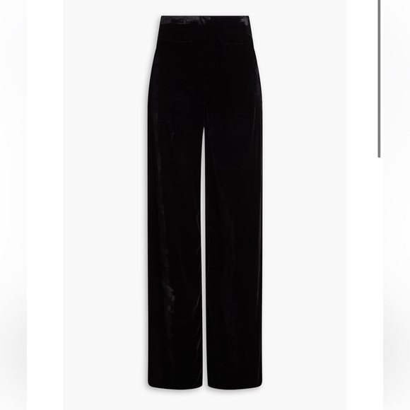Sandro Pants - Sandro Black High-Waist Wide-Leg Velvet Pants